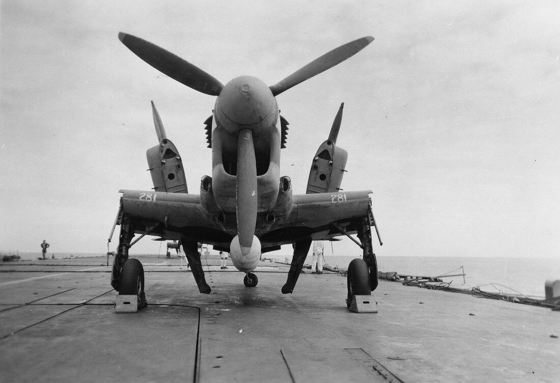 Fairey Firefly aircraft on HMS Venerable, 1945