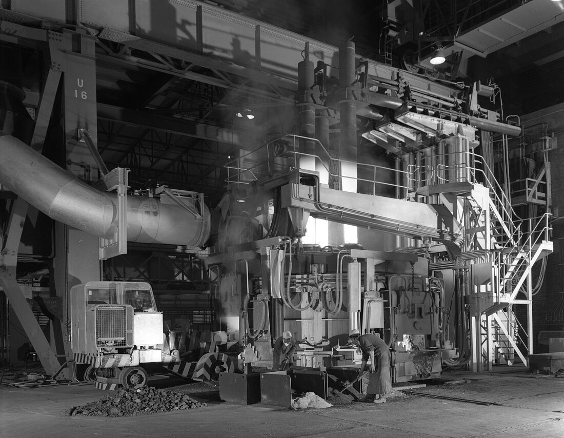 Charging an electric arc furnace, 1964
