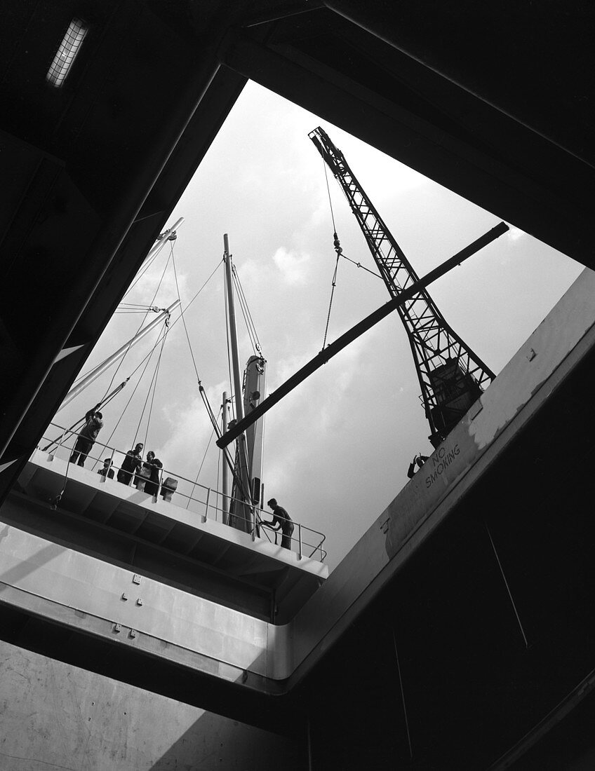 View from the hold of the Manchester Renown, 1964