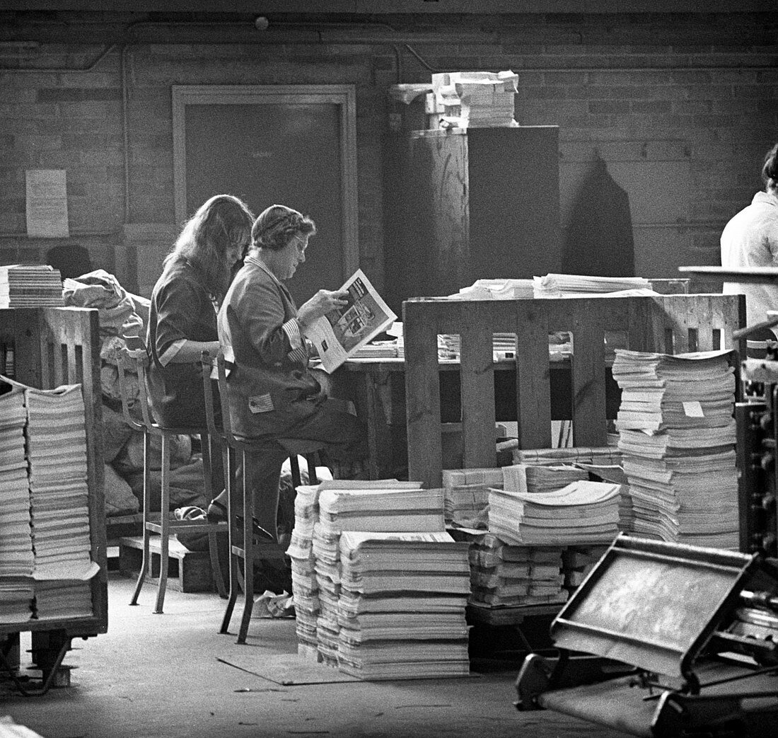 Binding room at the White Rose Press, Yorkshire, 1968