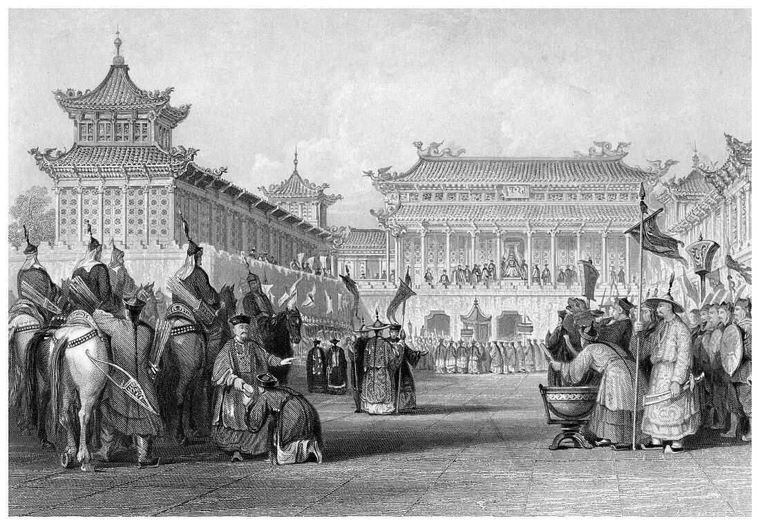 The Emperor Teaou-Kwang reviewing his Guards, China