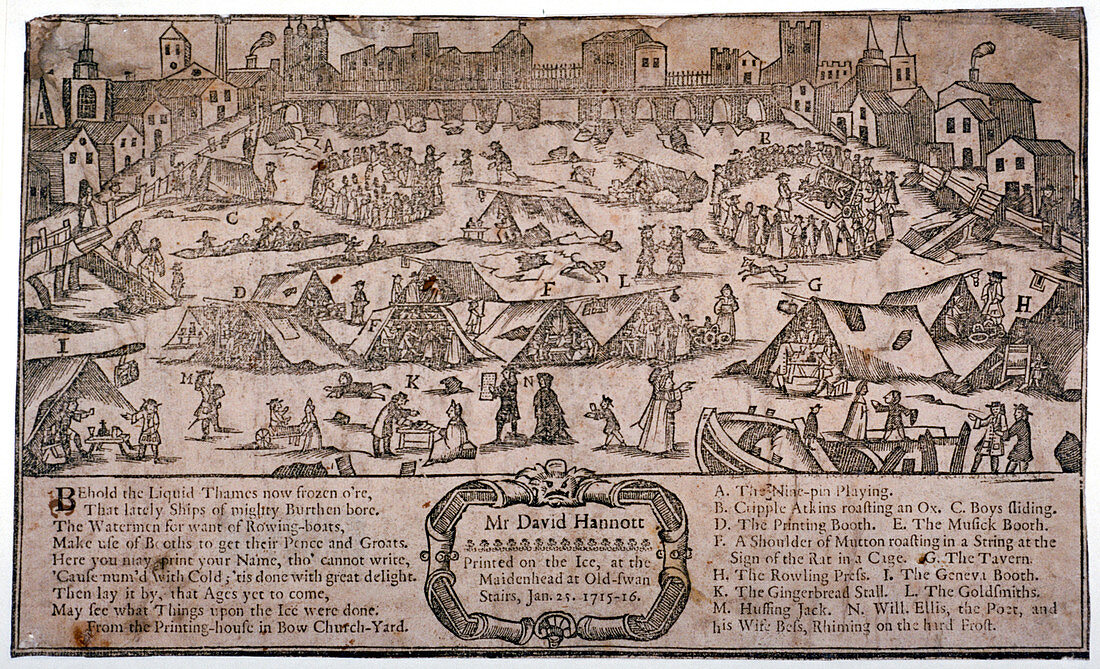 Frost fair on the River Thames, London, c1715