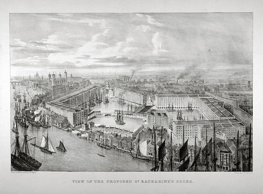 View of the proposed St Katharine's Dock, London, c1825