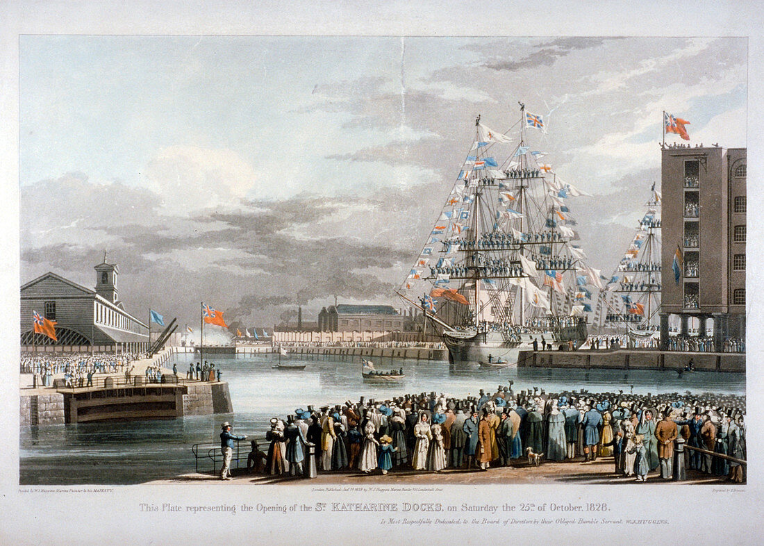 The opening of St Katharine's Dock, London, 1828