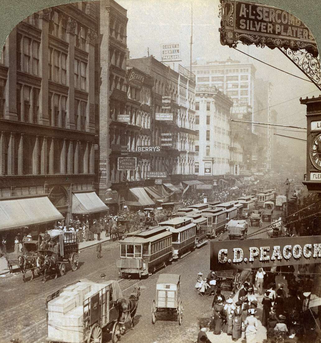 State Street, Chicago, Illinois, USA, 1908