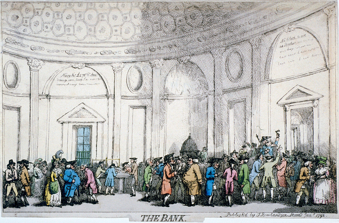Interior view of the Bank of England, City of London, 1792