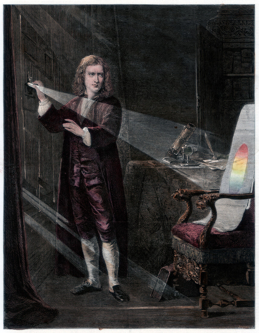 Newton investigating light', 1870