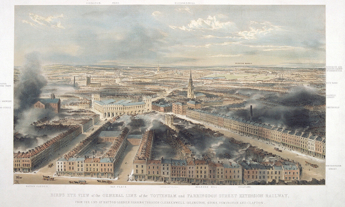 Aerial view of London, 1846
