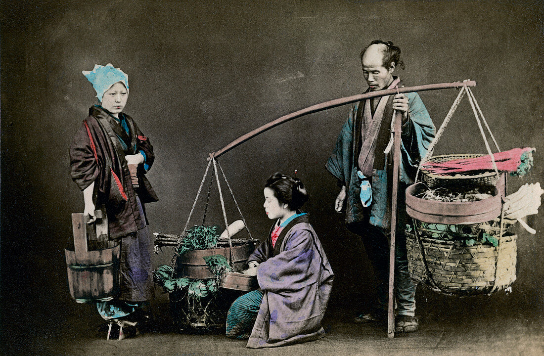 Vegetable pedlar, Japan, 1882