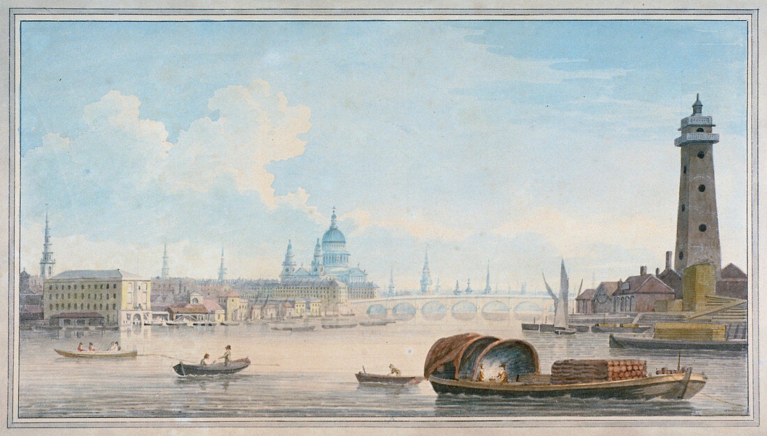 River Thames towards Blackfriars Bridge, London, 1818