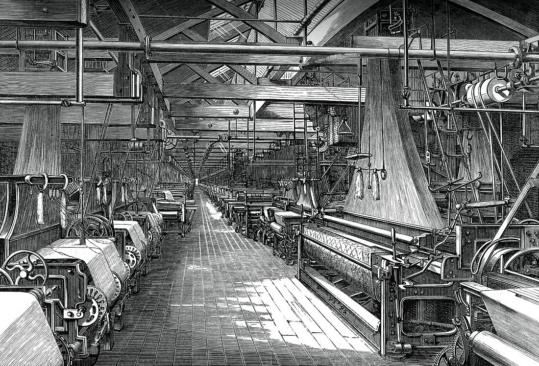 Weaving shed, St Leonard's factory, Dunfermline, c1880