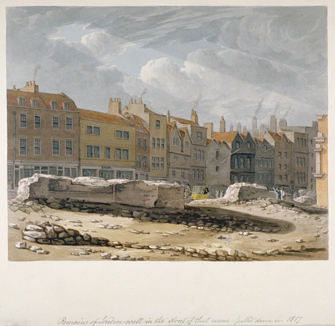 Remains of London Wall, City of London, 1817