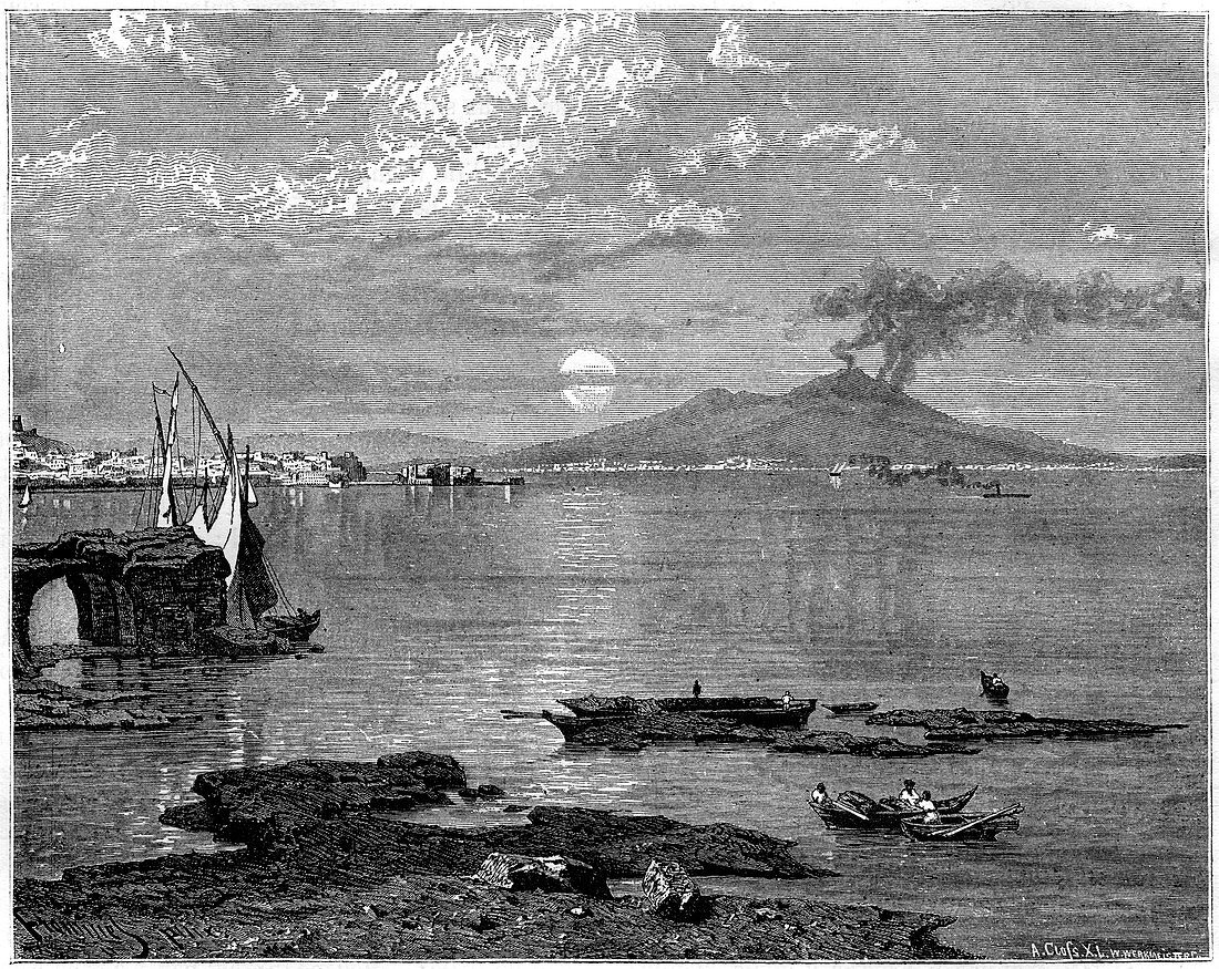 Naples and Mount Vesuvius, Italy, 19th century
