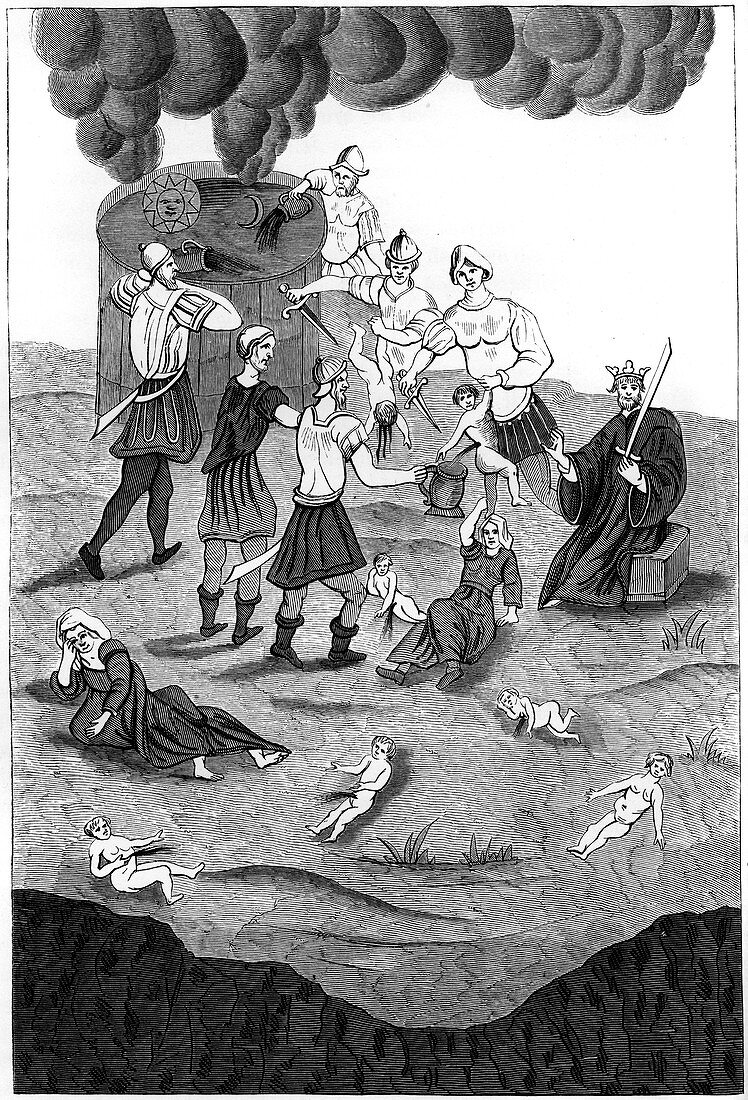 Jews taking blood from christian children, 1849