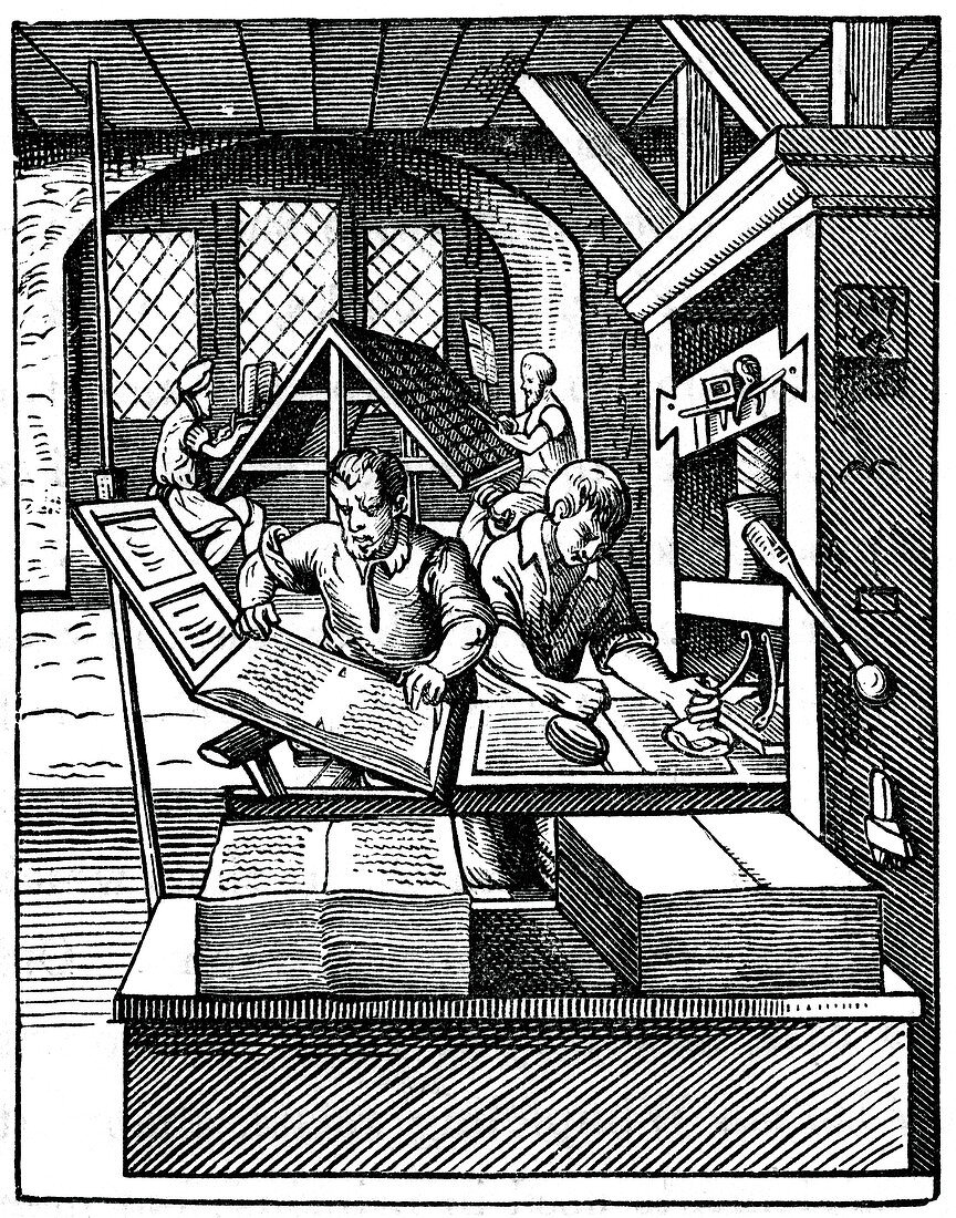 Printing Workshop', 16th century, (1870)