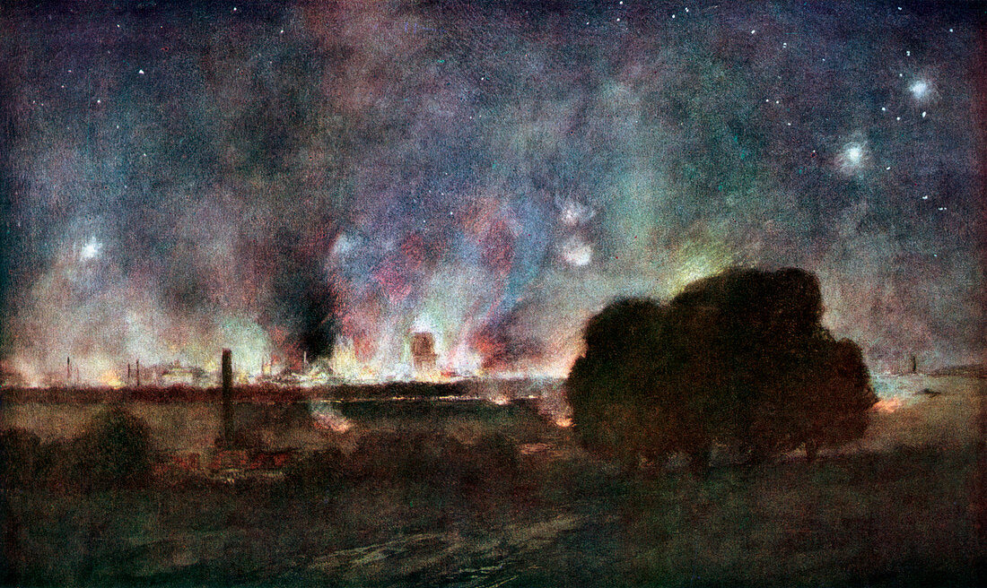 Arras on Fire at Night', France, 5-6 July 1915, (1926)