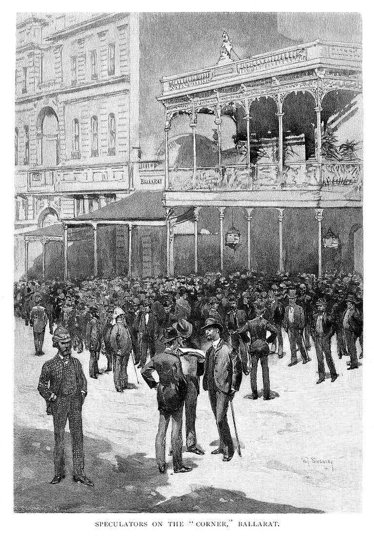 Speculators On The 'Corner', Ballarat, Australia, 1886