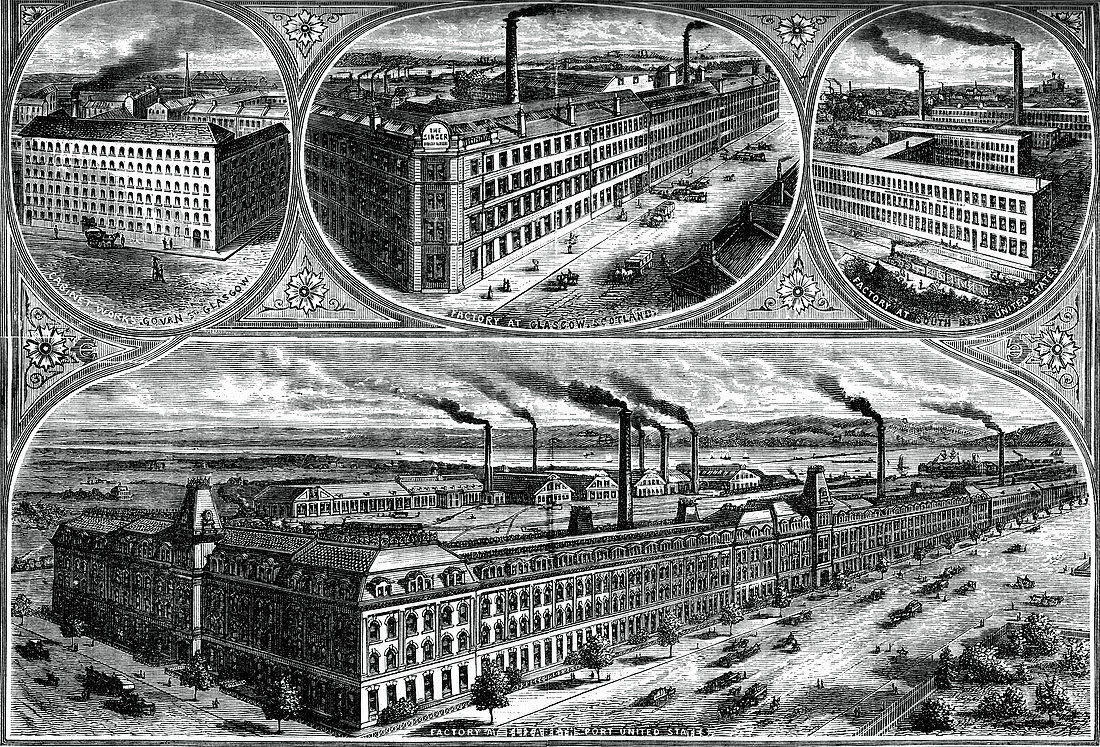 The factories of the Singer Manufacturing Company, c1880