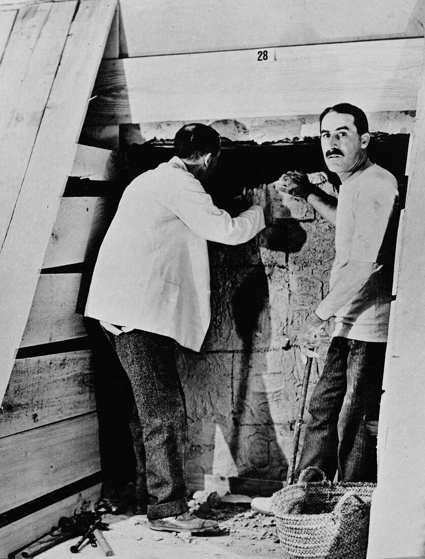 Howard Carter excavating, Valley of the Kings, Egypt, 1922