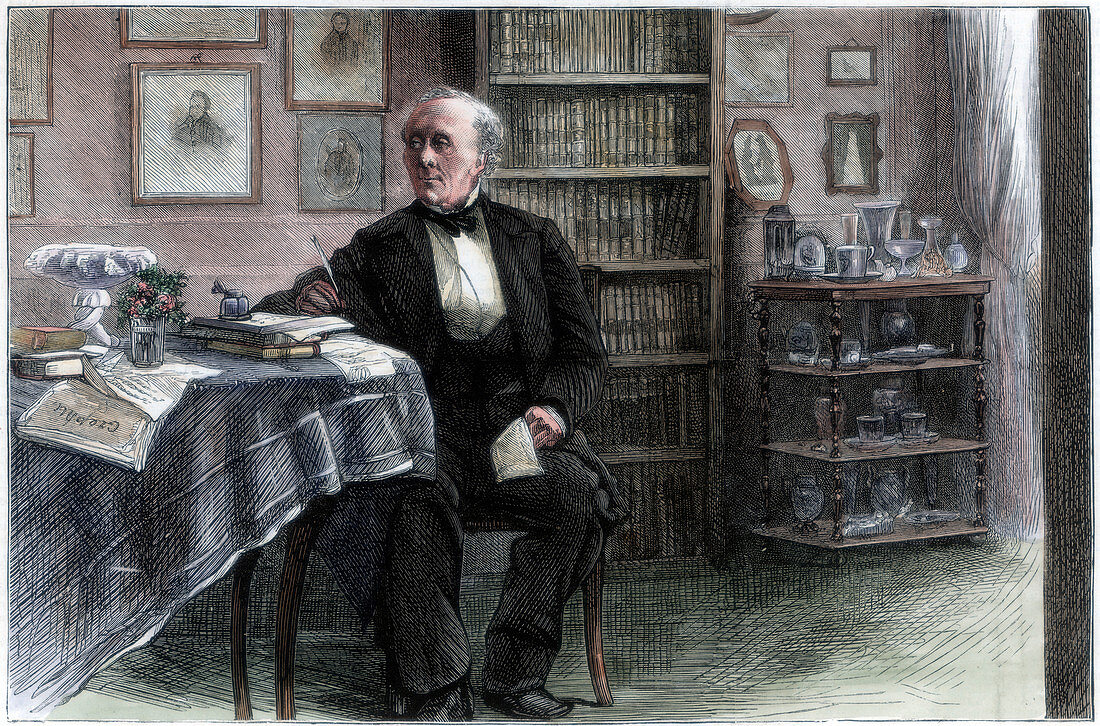 The late Hans Christian Andersen in his study', c1850-1875