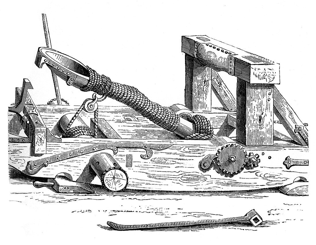 Mangonel, an engine of war in the 15th century, (1870)