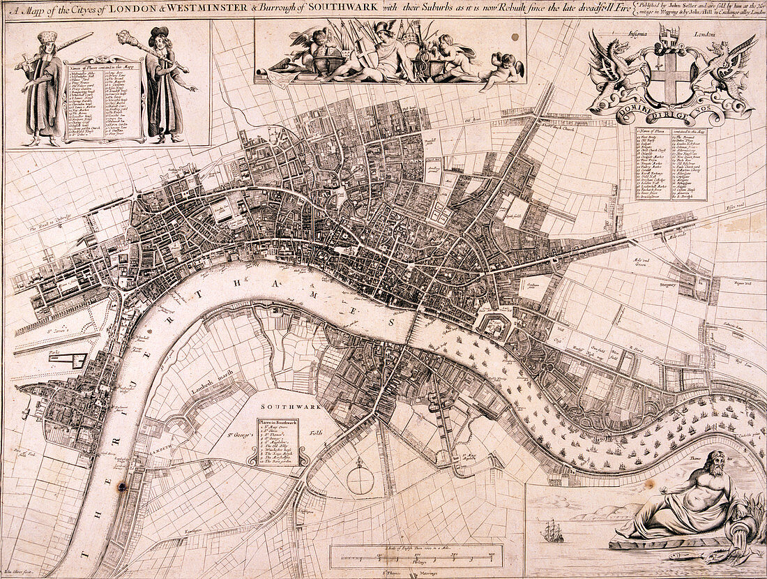Map of London, c1680
