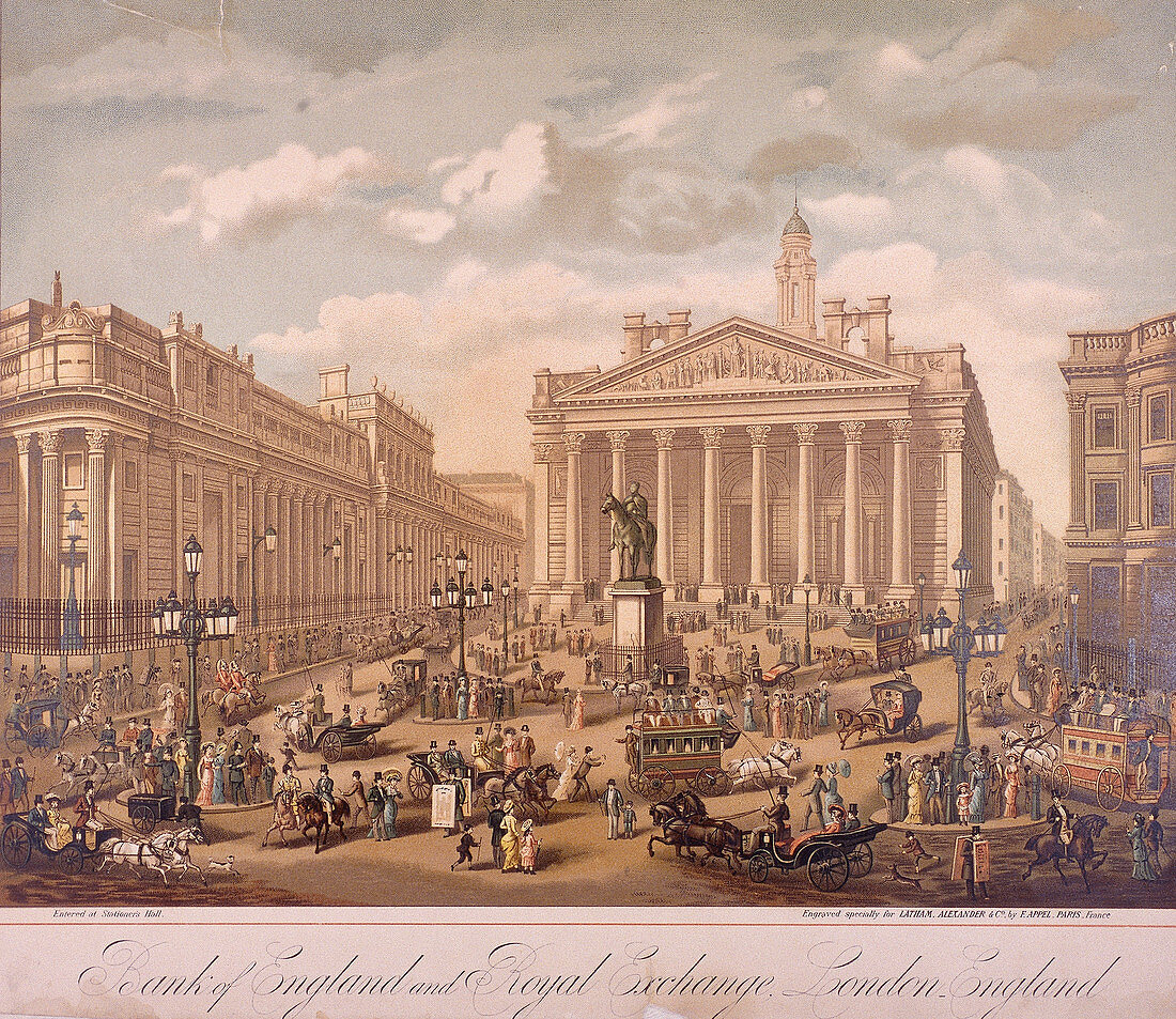 Bank of England and Royal Exchange, London, c1860