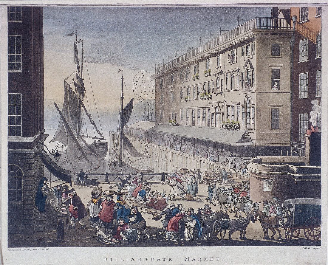 Billingsgate Market and Wharf, London, 1808