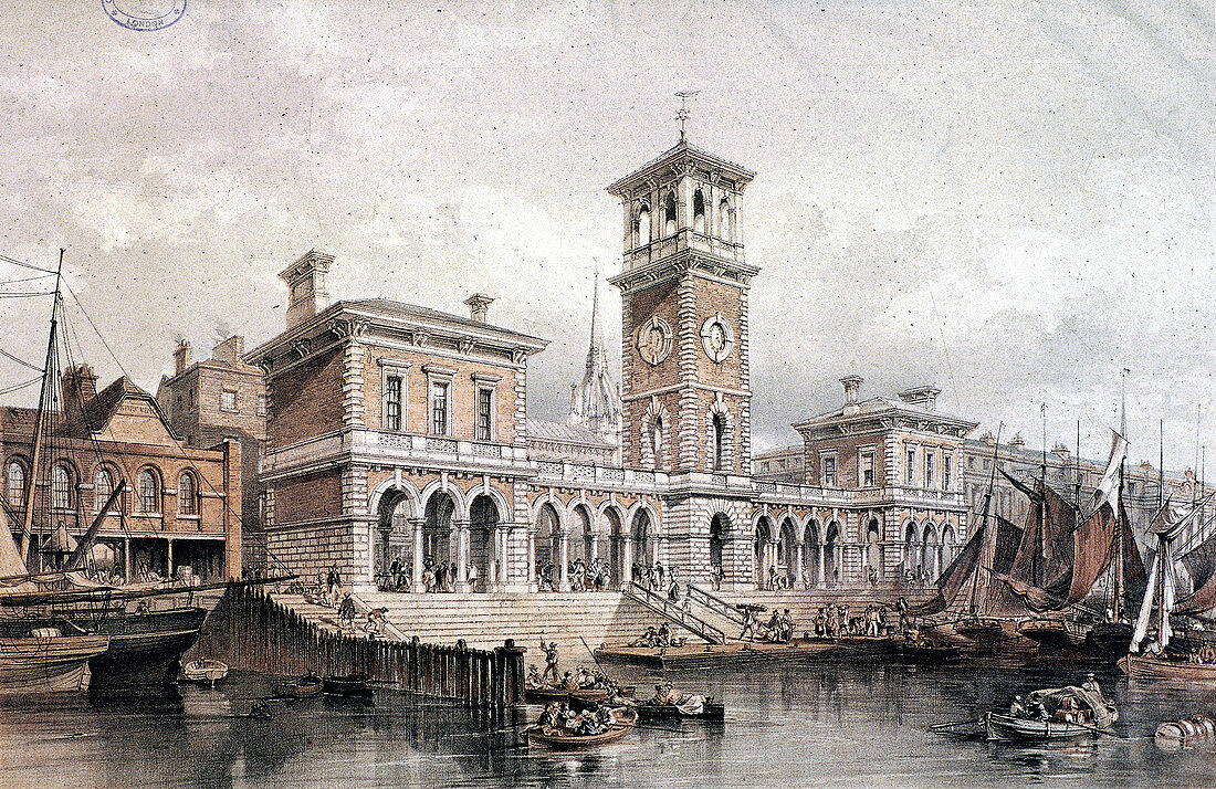 Billingsgate Wharf and Market, London, 1851