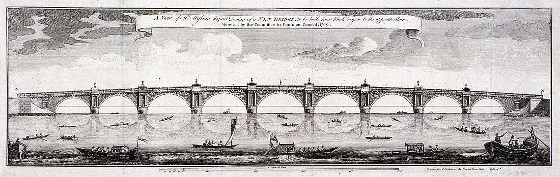 Design for Blackfriars Bridge, London, 1760