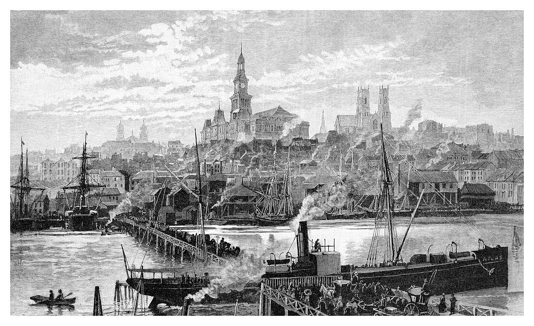 Darling harbour, from Pyrmont, Sydney, Australia, 1886
