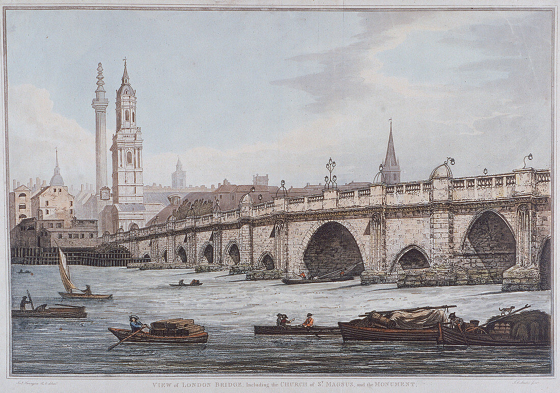 London Bridge (old), London, 1790