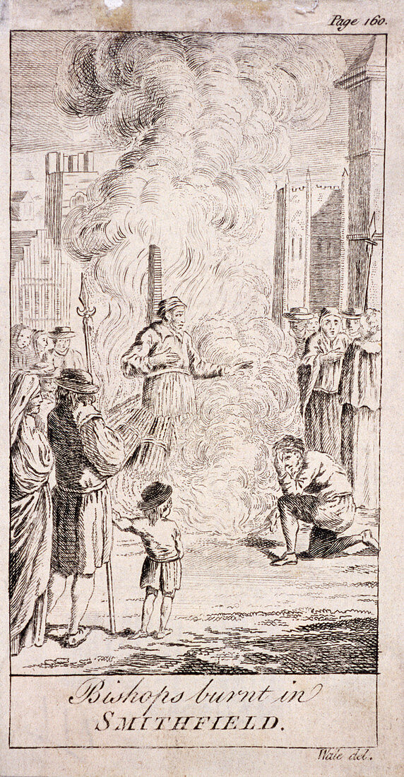 Protestant bishops being burnt at Smithfield, 16th century
