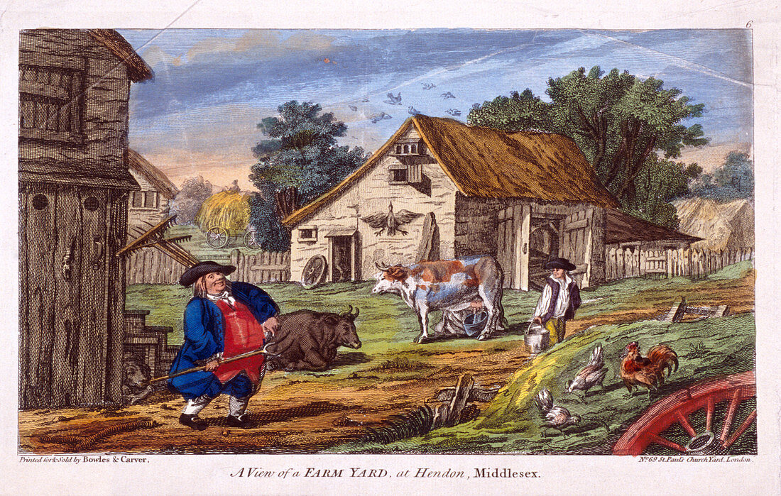 Farmyard in Hendon, in the London borough of Barnet, c1795