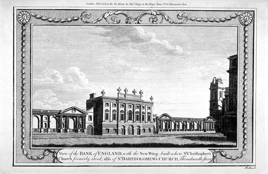 View of the Bank of England showing the new wing, 1790