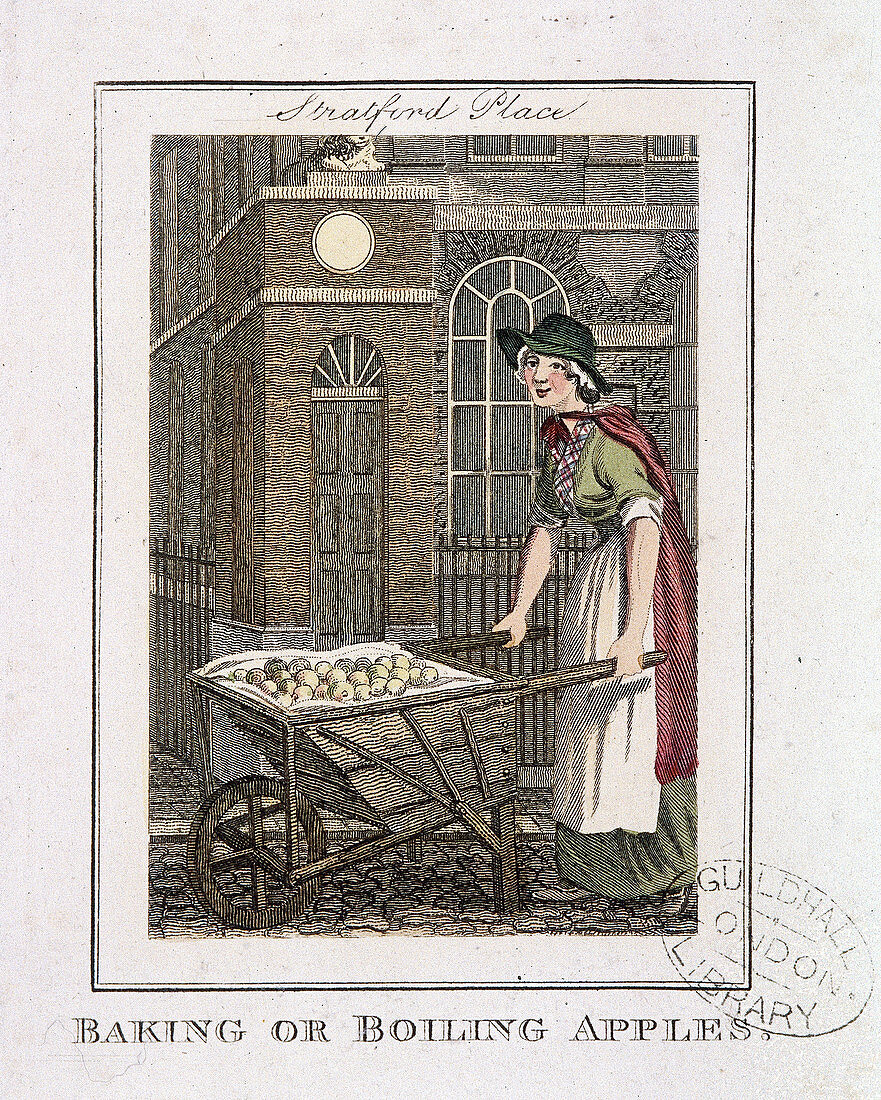 Baking or Boiling Apples', Cries of London, 1804