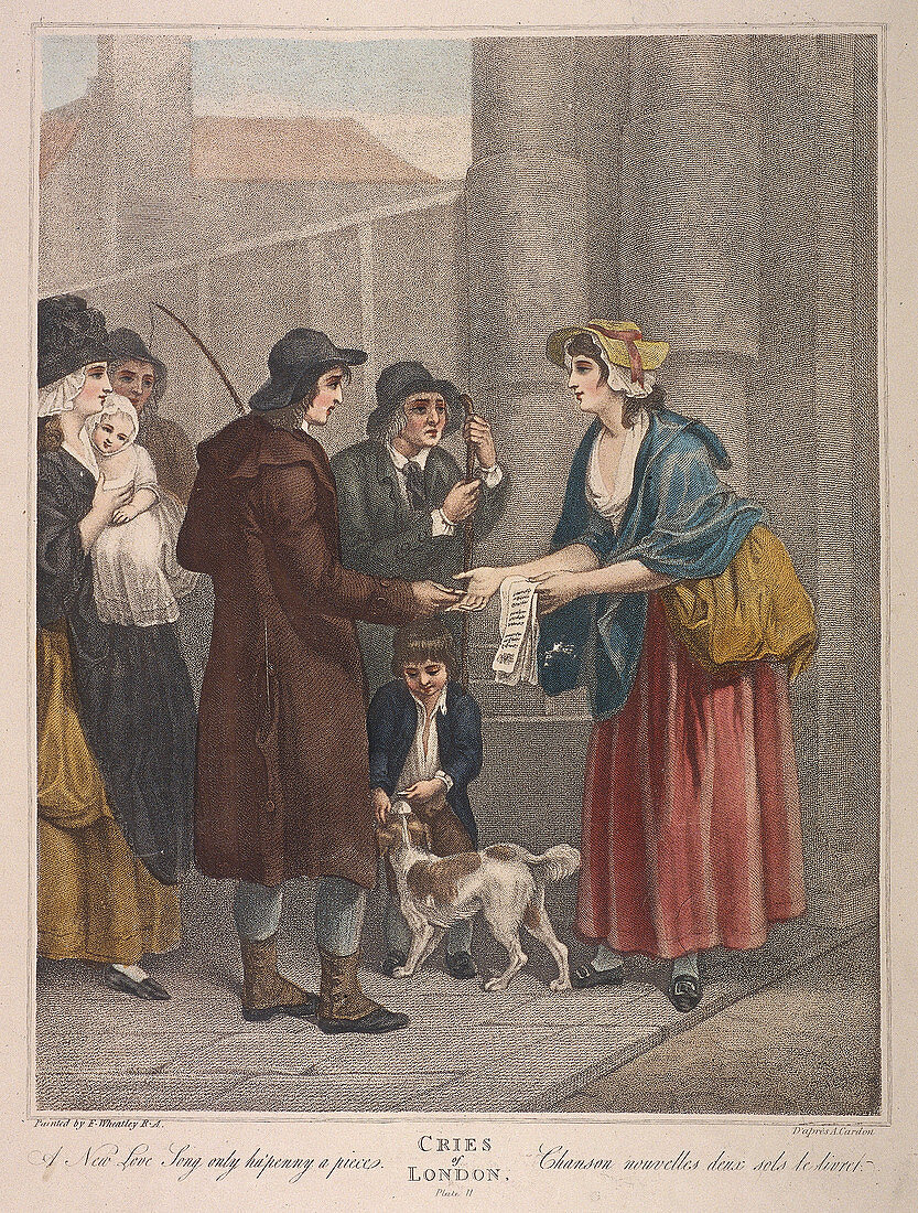 Songsheet seller, Cries of London, c1870