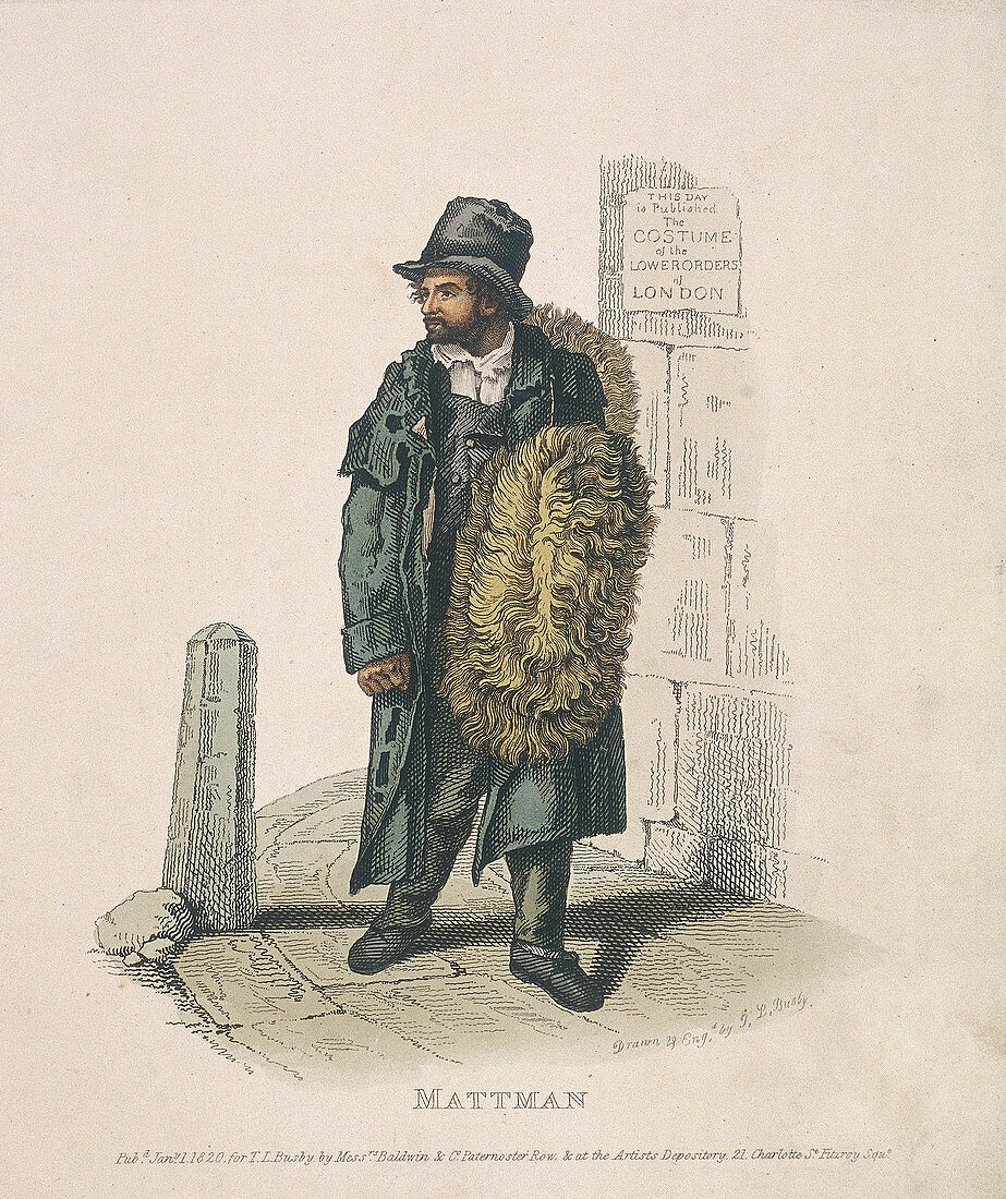 Matt seller carrying his wares on his shoulder, 1820