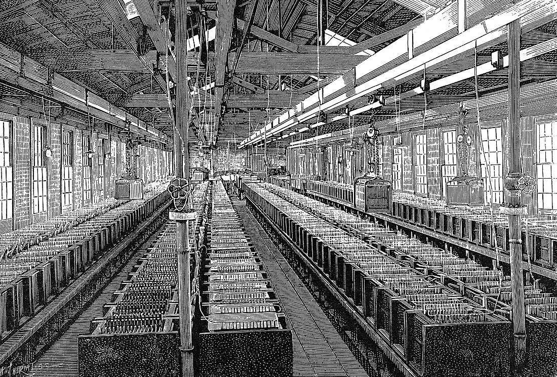 Manufacture of electric batteries, USA, 1887