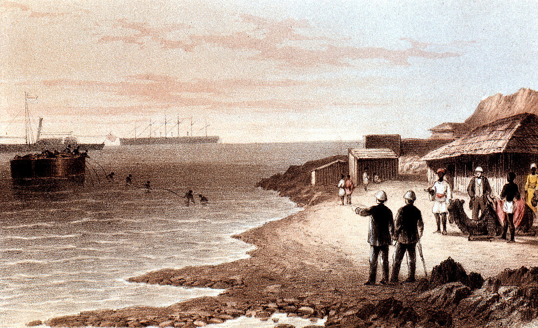 Laying of the telegraph cable across the Indian Ocean, 1870
