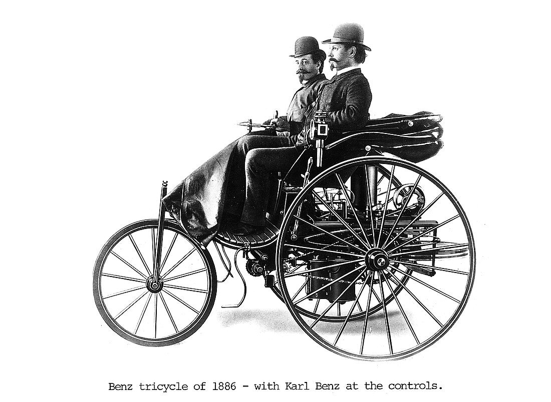 Three-wheeled Benz motor car, 1886
