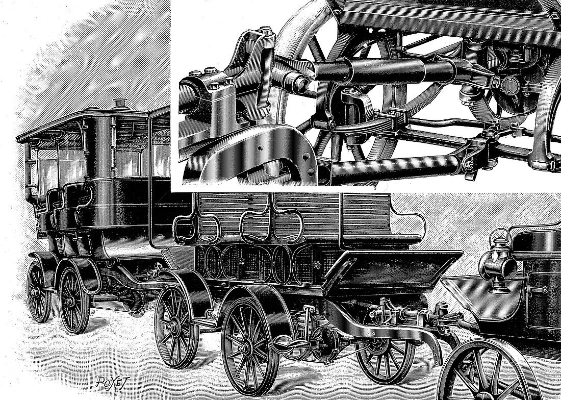 Renard's automobile train, 1904