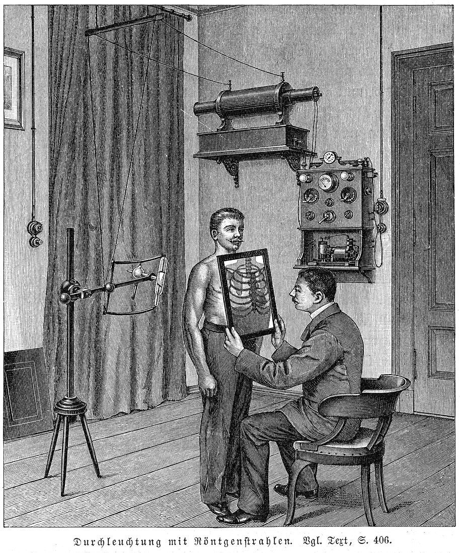 Examining a patient using an X-ray tube, 1903