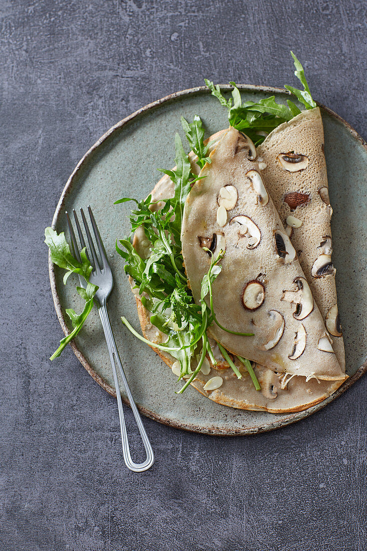Buckwheat pancakes with an almond and vegetable filling