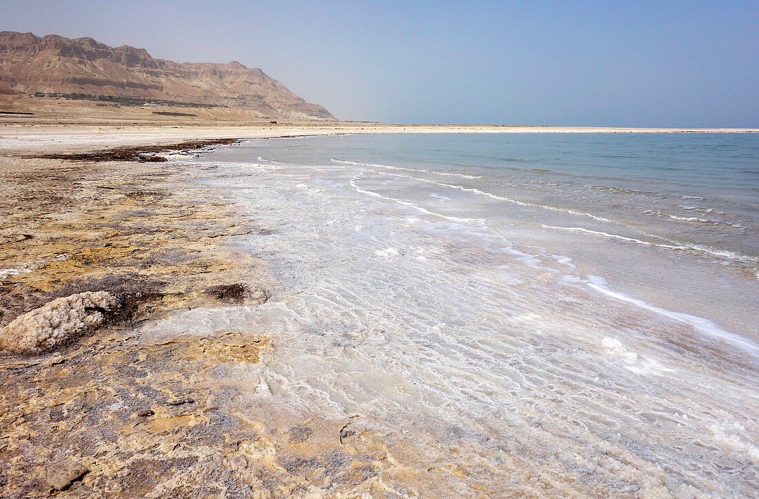 Salt deposits on the shore of the Dead Sea, Israel