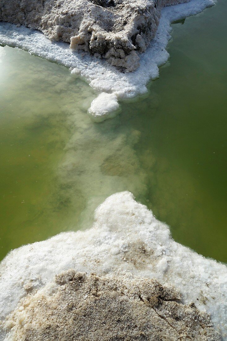 Salt deposits round Dead Sea sink hole, Israel
