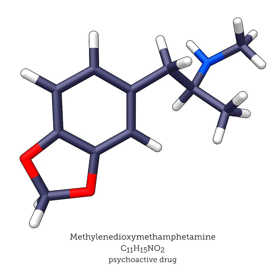MDMA psychoactive drug, molecular model