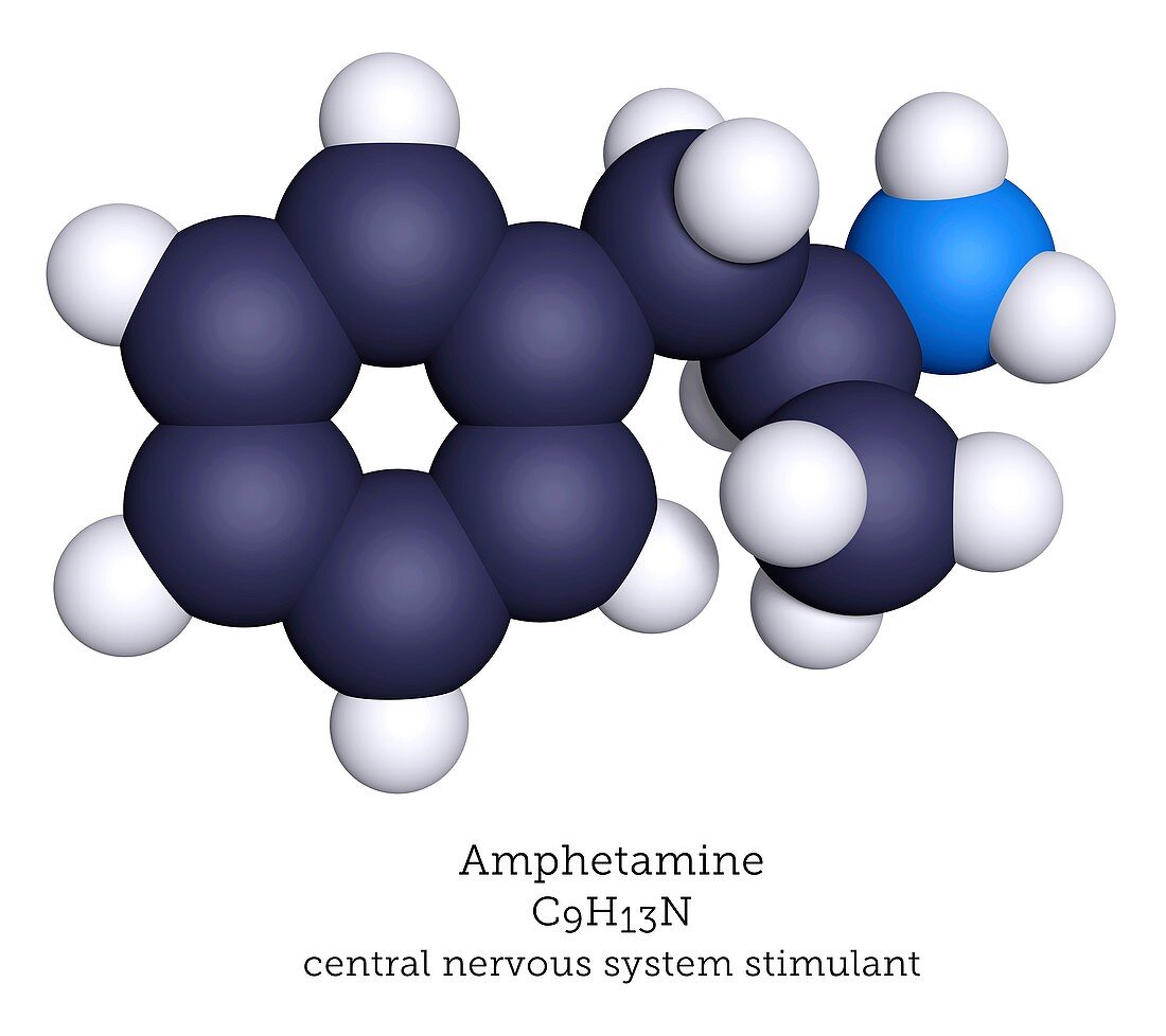 Amphetamine drug, molecular model