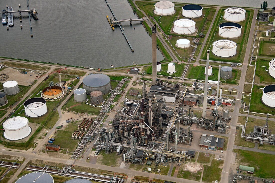 Oil refinery, aerial photograph