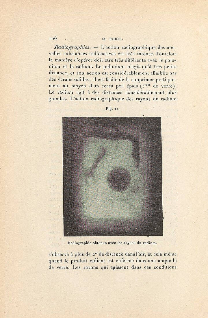 Doctoral research on radium by Marie Curie, 1904